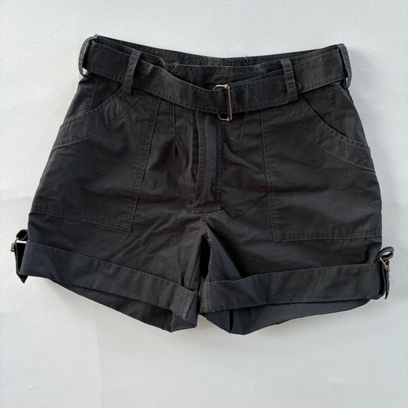 Ralph Lauren Sport Belted Knee-Length Roll Up Shorts Womens Size 6 Black Buckle - Picture 1 of 6